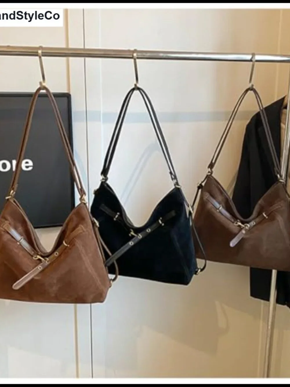Women's Suede Hobo Bag Slouchy Handbag PU Leather Shoulder Bag